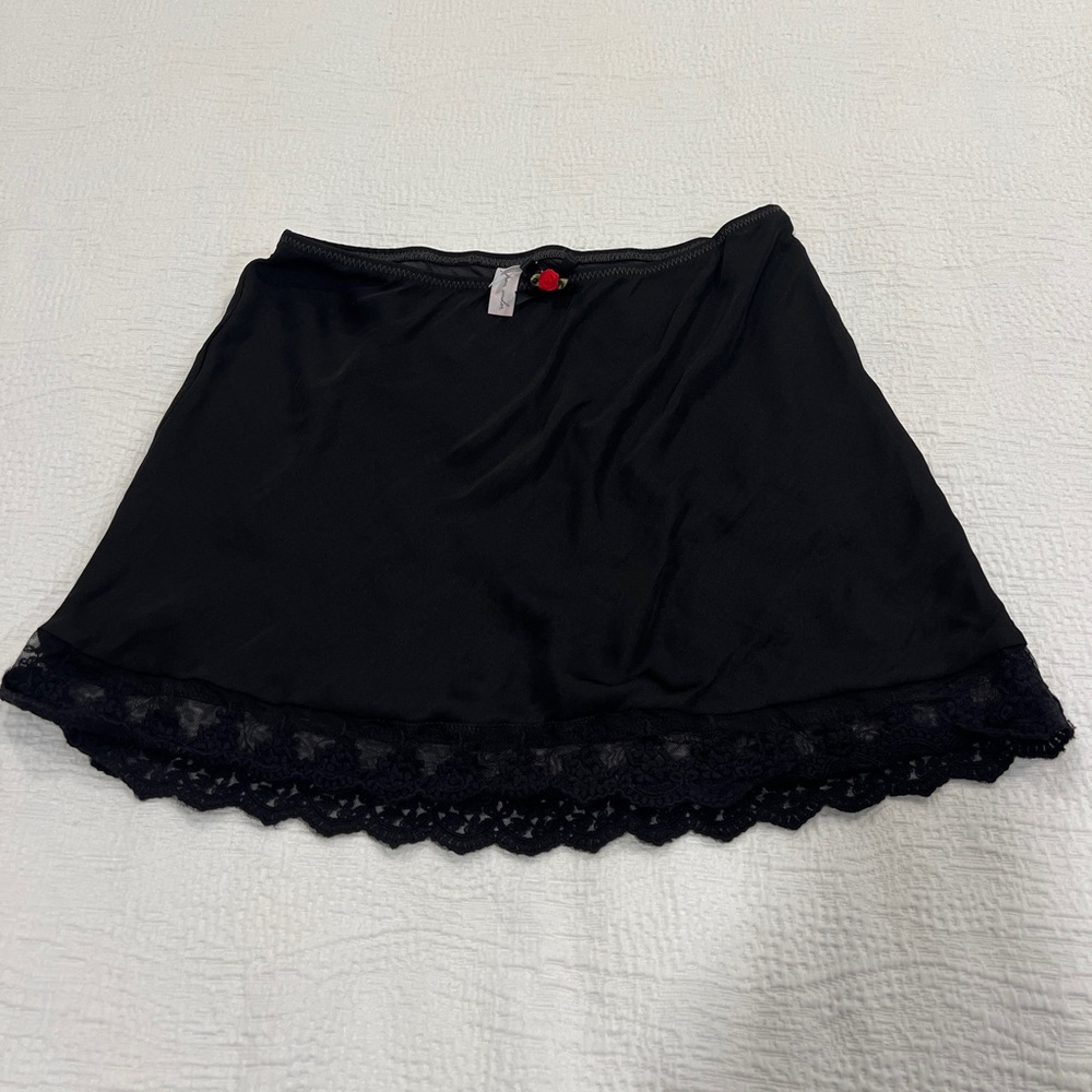 Black Embellished Mini Skater Skirt